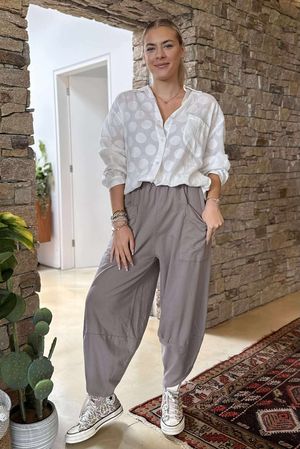Made in Italy Lagenlook Shelby Cocoon Pant Stone -